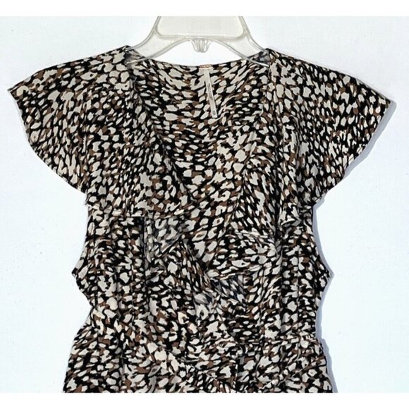 Free People Black Brown French Quarter Print Ruffle Wrap Mini Dress Sz XS - Picture 12 of 13